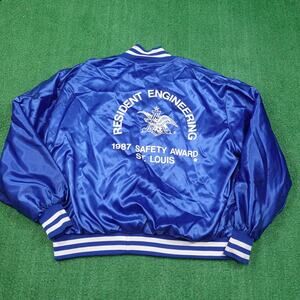 VINTAGE 1987 ANHEUSER BUSCH BEER ENGINEER ST LOUIS SATIN JACKET 3XL (29.5X26.5)